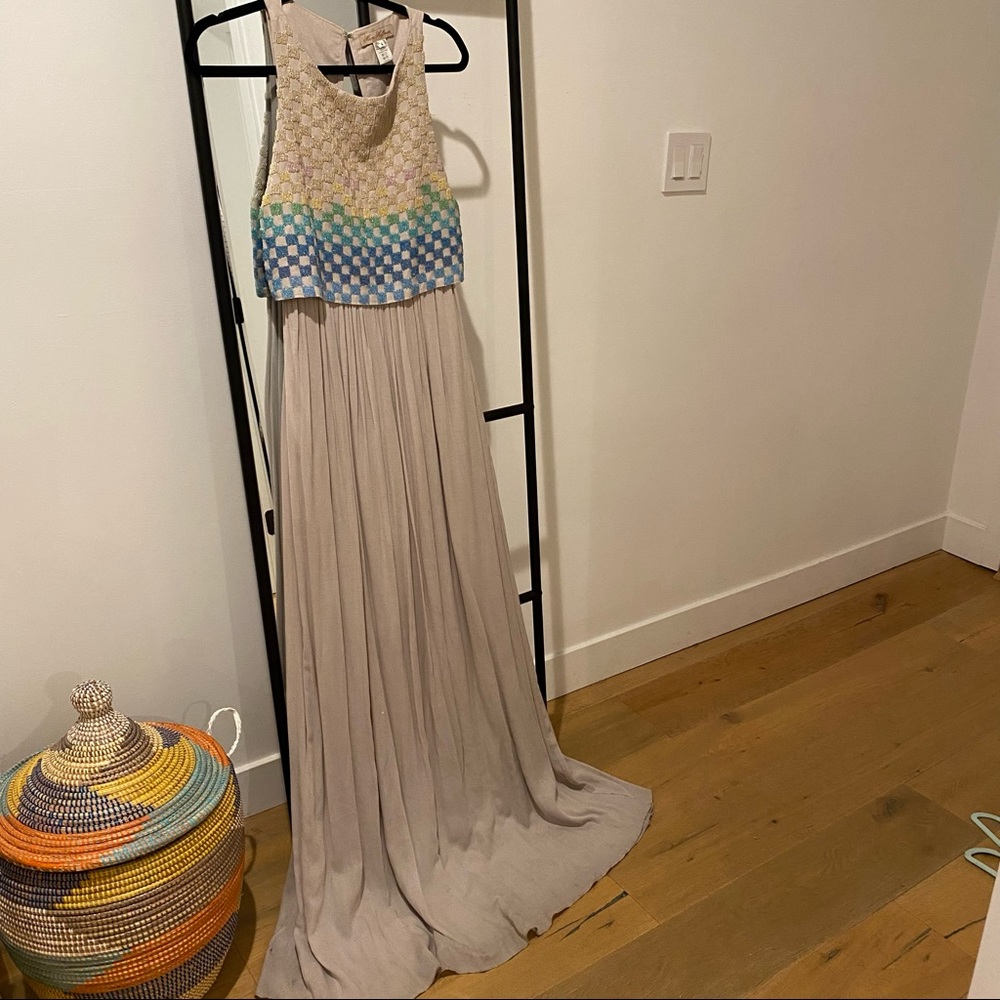Mara Hoffman beaded backless floor length gown